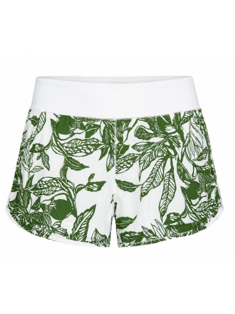 Lands End Sport Quick Dry Swim Shorts w/Pockets Women 22W Green Floral 3" inseam